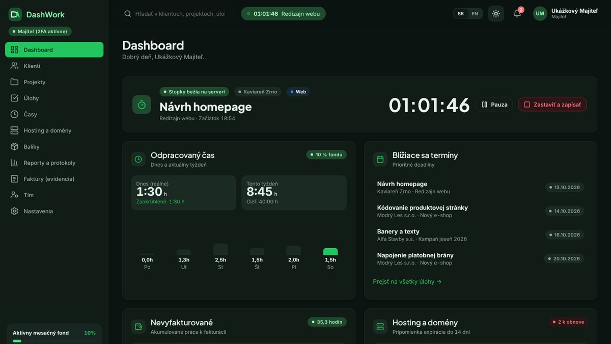 DashWork in dark mode