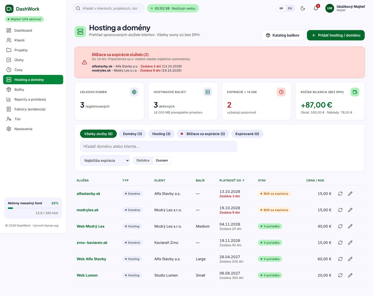 Client hosting and domains in DashWork