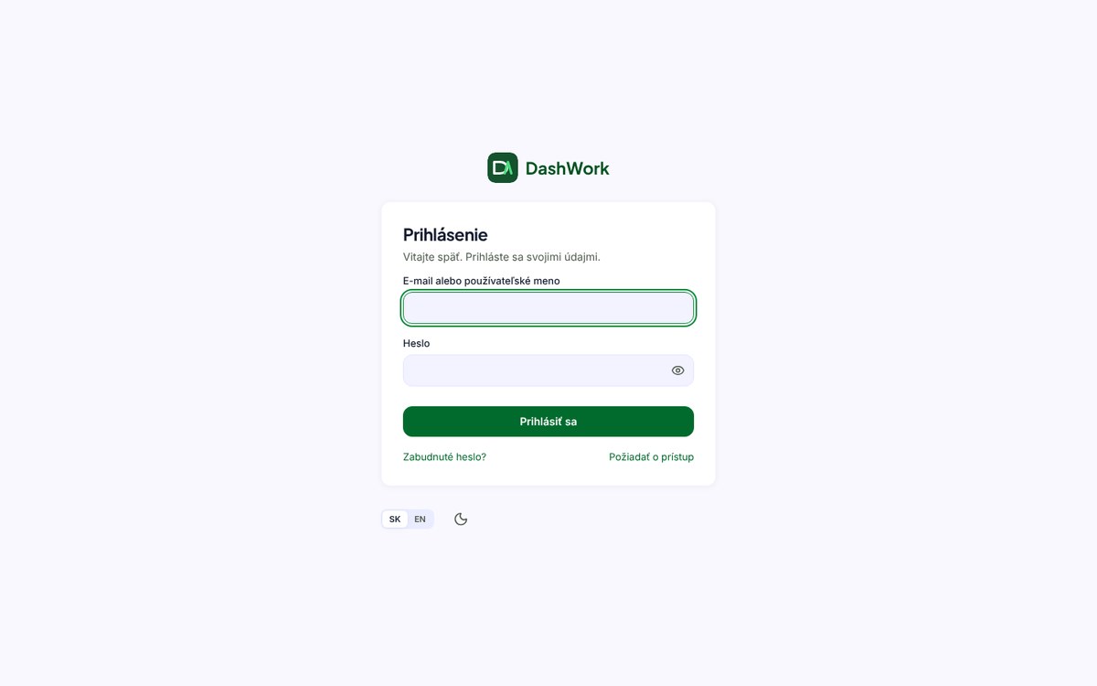 DashWork login page